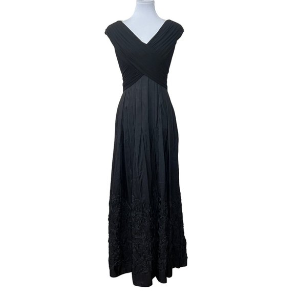 Patra Dresses & Skirts - Patra Womens 8 Julia Jersey Long Black Evening Gown  3D Embellished Floral